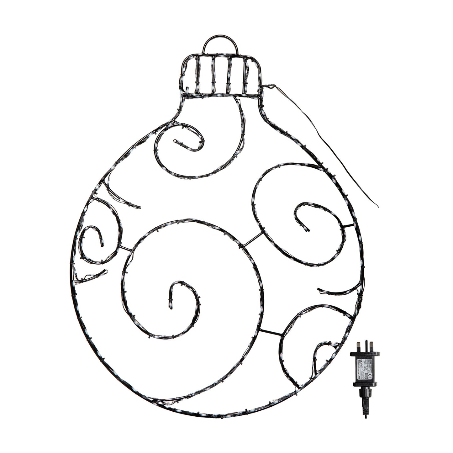 78cm Metal Hanging Christmas Bauble with 245 Static & Twinkling LEDs in Red & Green