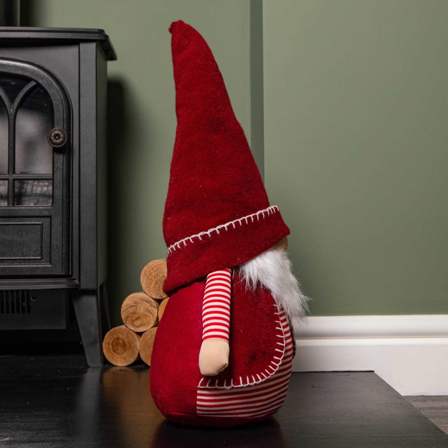 45cm Red and White Stripe Sitting Christmas Gonk Decoration