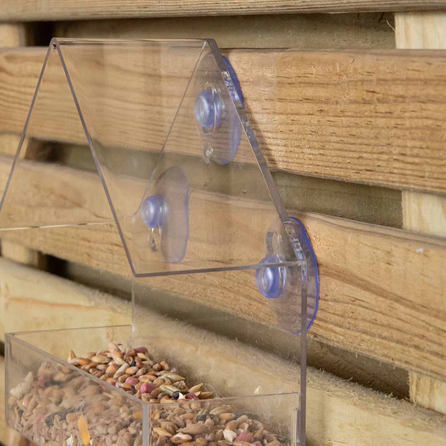 15cm Clear Plastic Glass Window Garden Wild Bird Seed Nut Feeder with Suction Cups