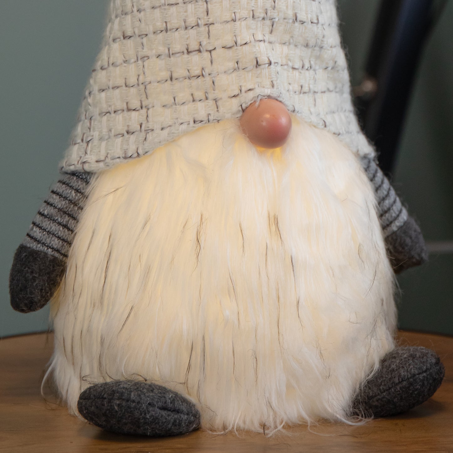 50cm Battery Operated Christmas Sitting Gonk Decoration in Light Grey