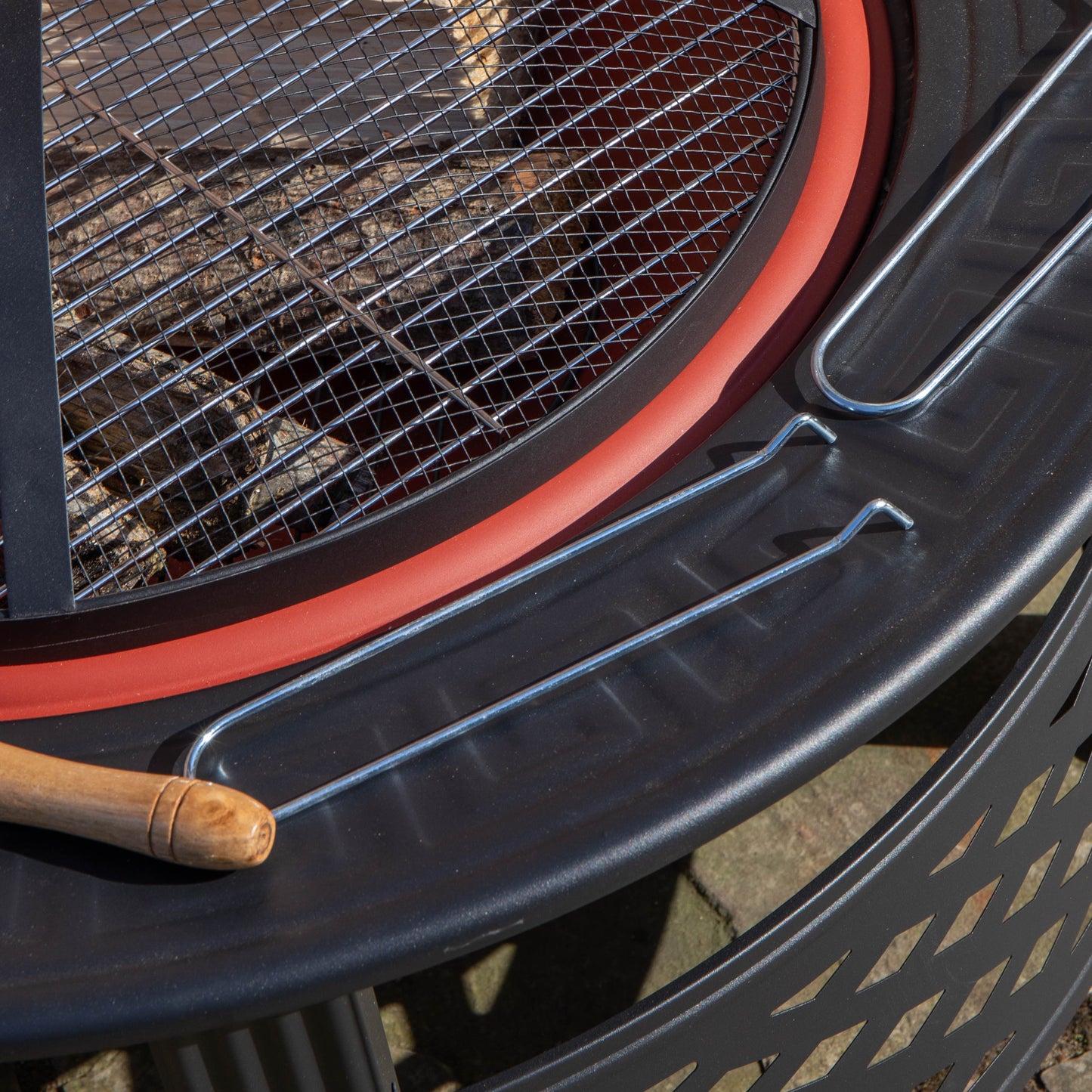 Samuel Alexander 80x58cm Black Steel Garden Patio Firepit Heater BBQ with Cover