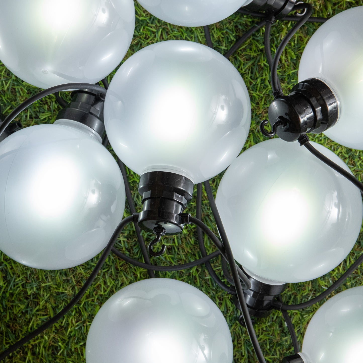 4.5m Set of 10 Frosted Ball Style Cap String Lights with Filament in White