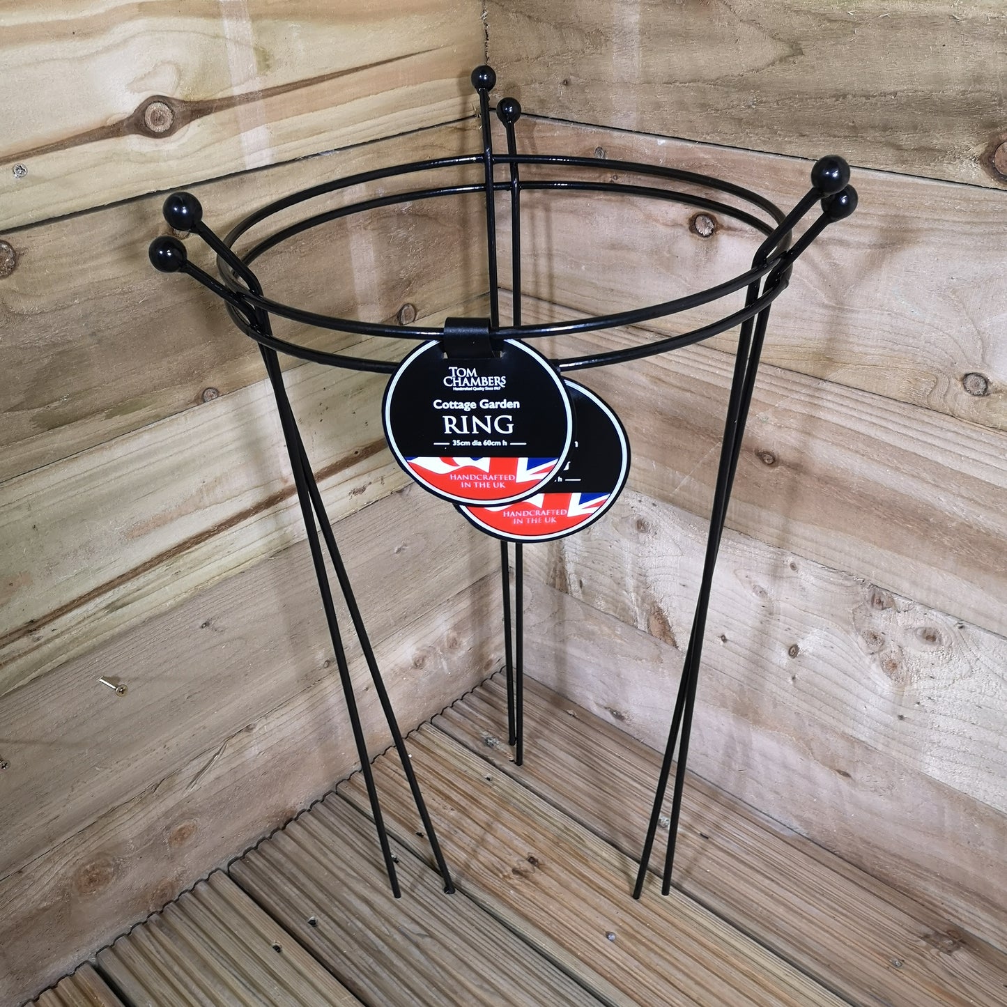 2 Pack of Small 60cm x 35cm Heavy Duty Black Steel Herbaceous Garden Plant Support Ring