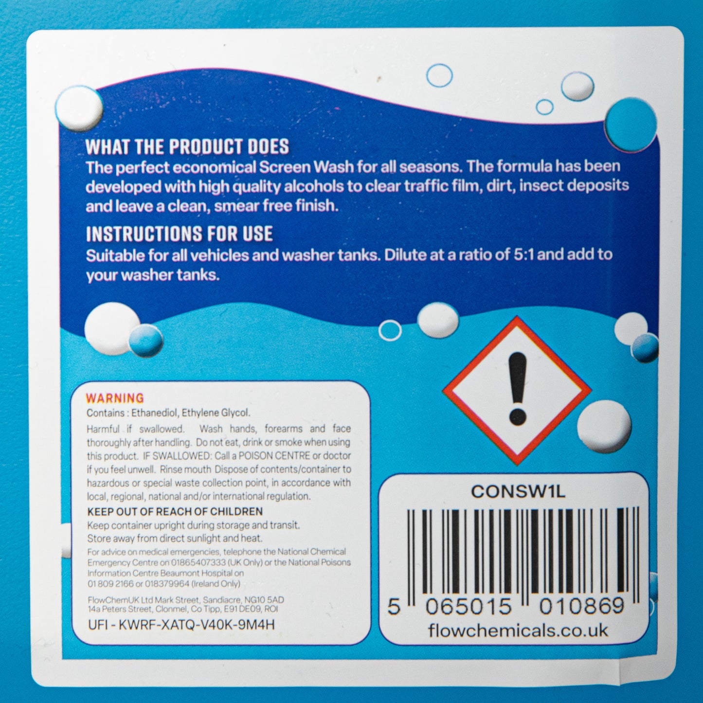 1 Litre All Season Smear Free Windscreen Wash Concentrate For all Vehicles