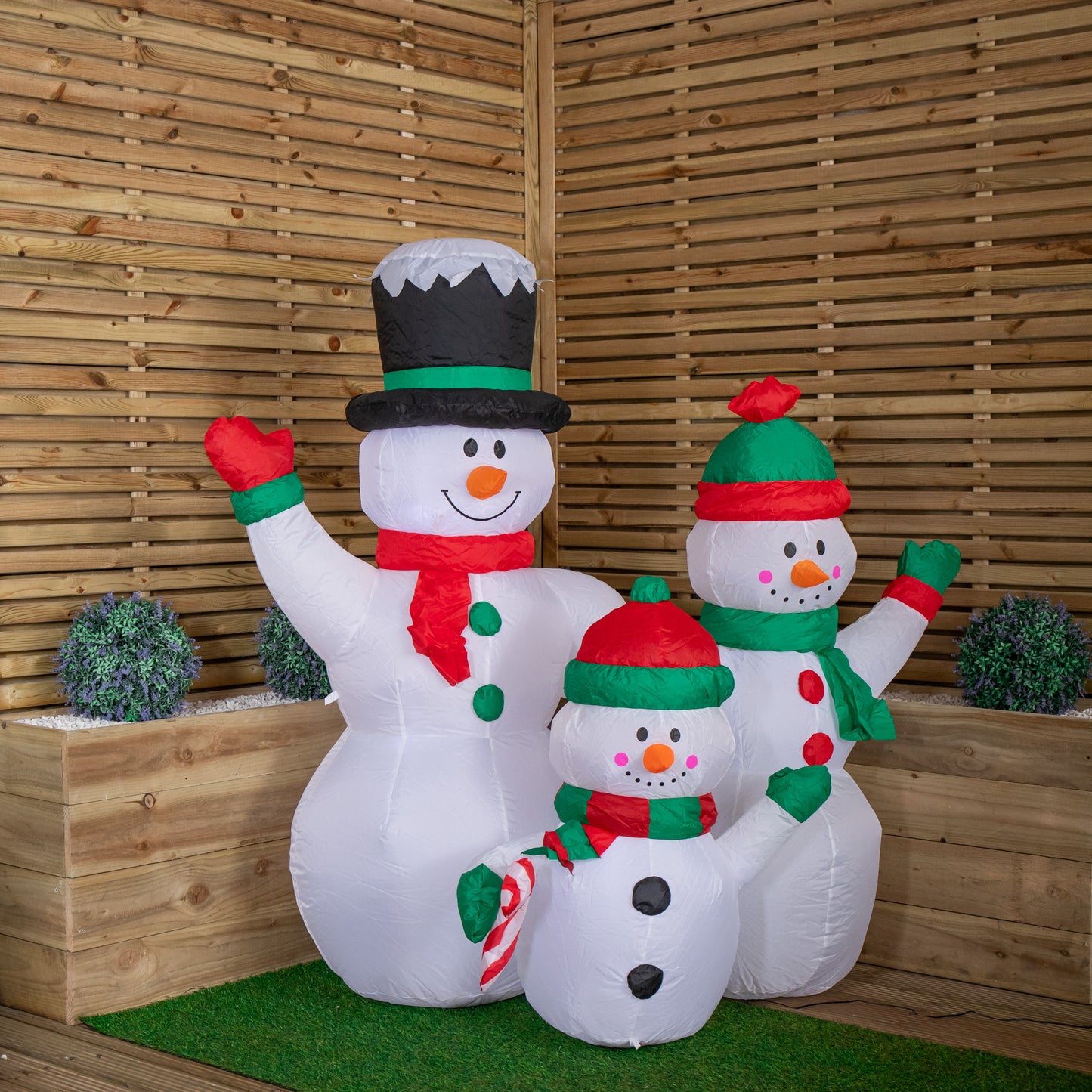 1.5m Light up Christmas Inflatable Snowman Family with 12 White LEDs