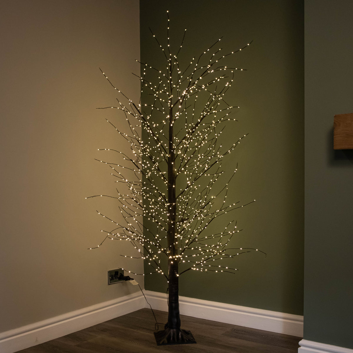 6ft (1.8m) Light up Black Micro Dot Christmas Tree with 1300 Static & Twinkling Warm White LEDs