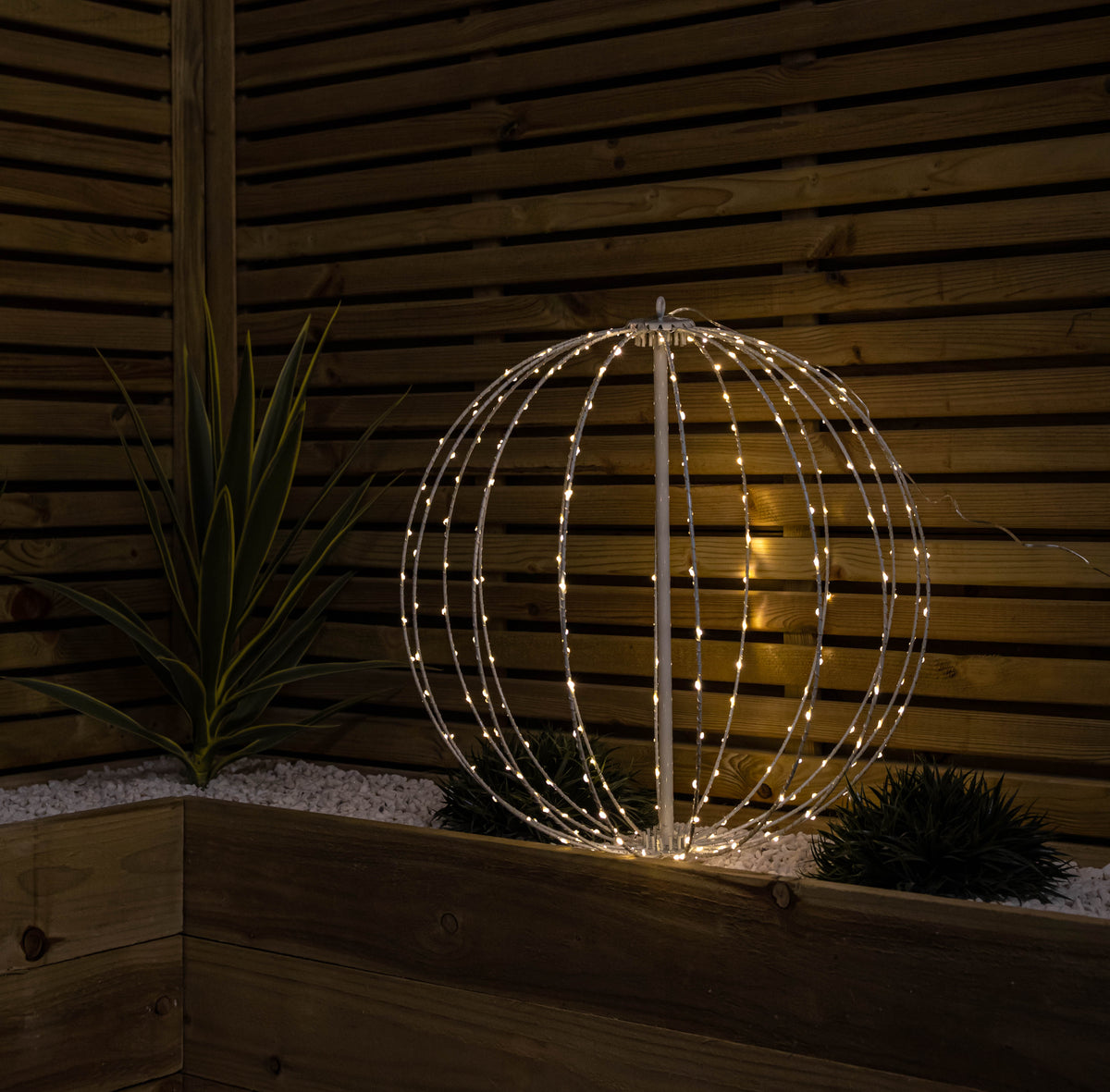 50cm White Metal Folding Christmas Ball with 256 Warm White LEDs