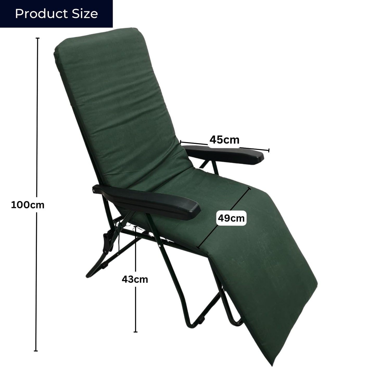 Factory Seconds: Set of 2 Padded Outdoor Garden Patio Recliner / Sun Lounger in Plain Green