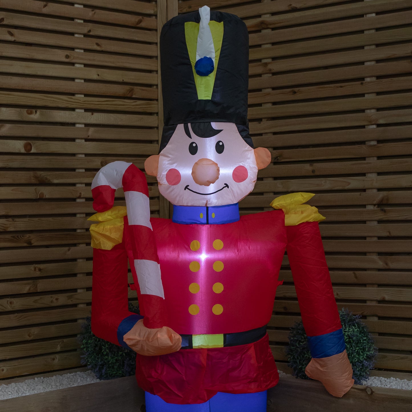 1.8m (6ft) Light up Toy Soldier with Candy Cane Christmas Inflatable Decoration
