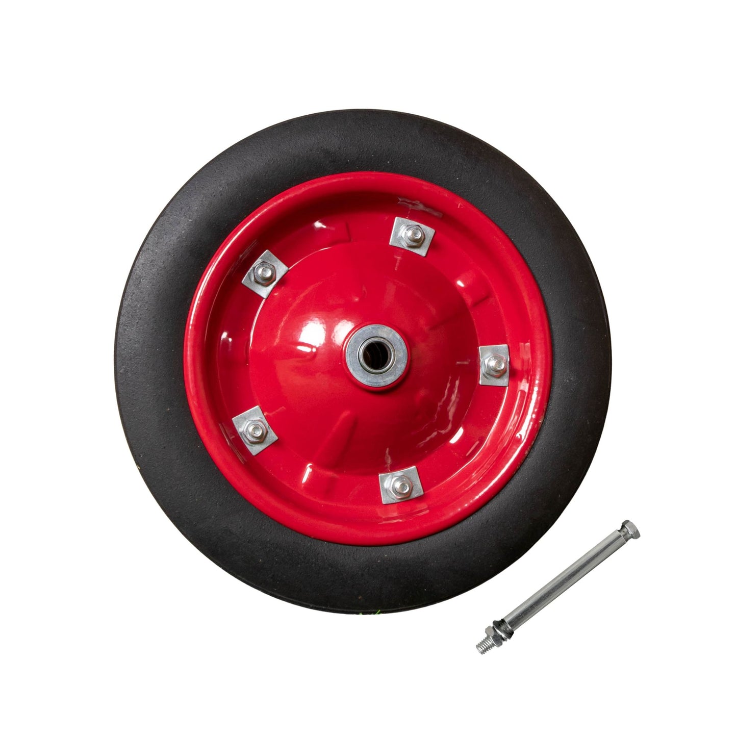 Replacement 13" x 3" Puncture Proof / Solid Wheelbarrow Wheel With Axle