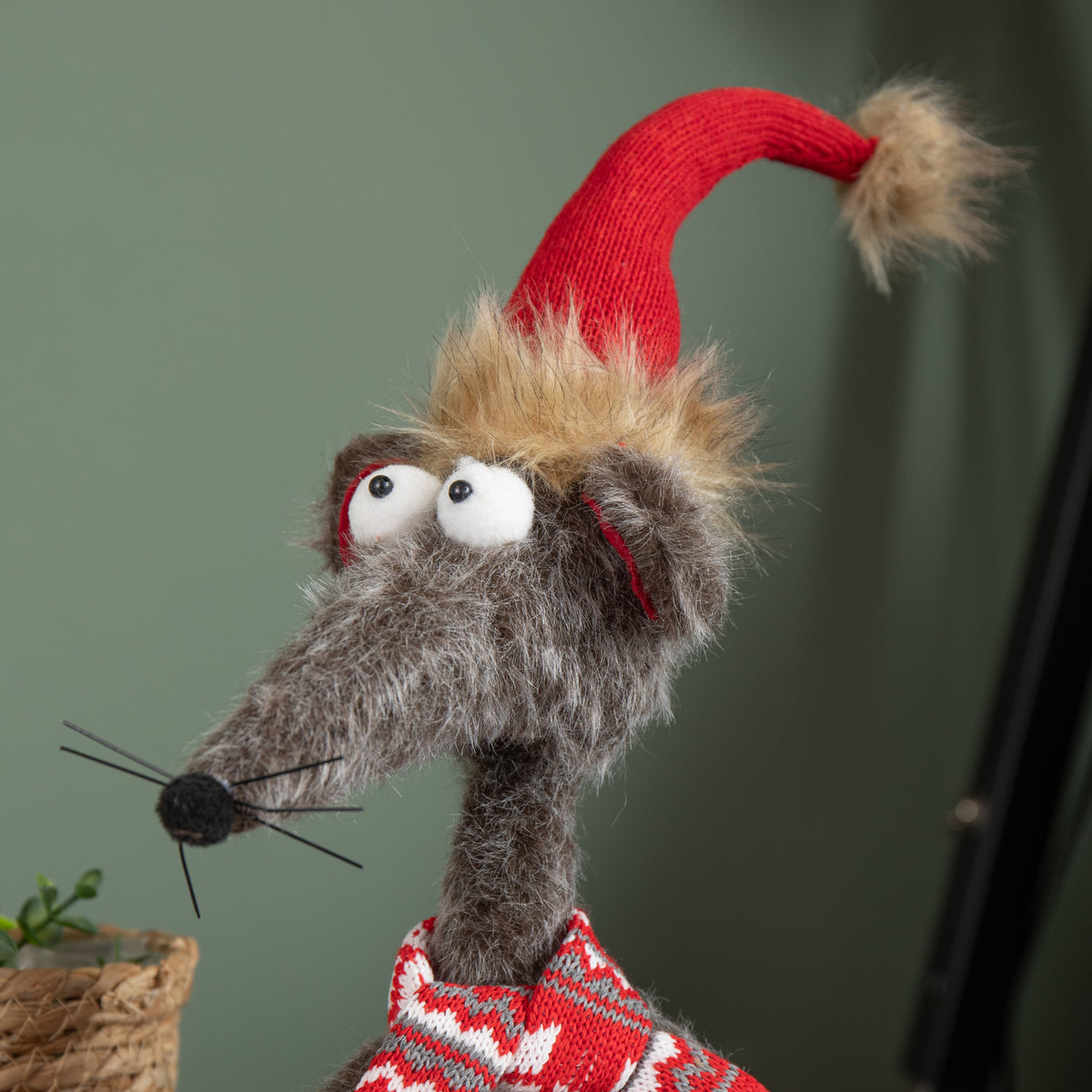 48cm Grey Plush Sitting Renton Rat Christmas Decoration