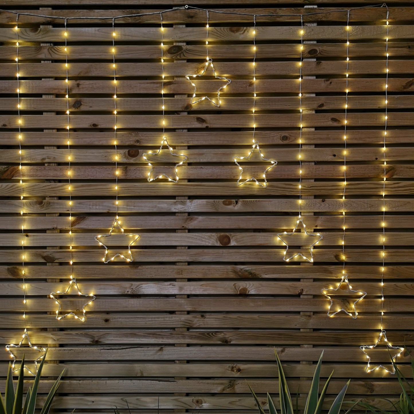1.2m Warm White LED Star Curtain Lights Christmas Decorations