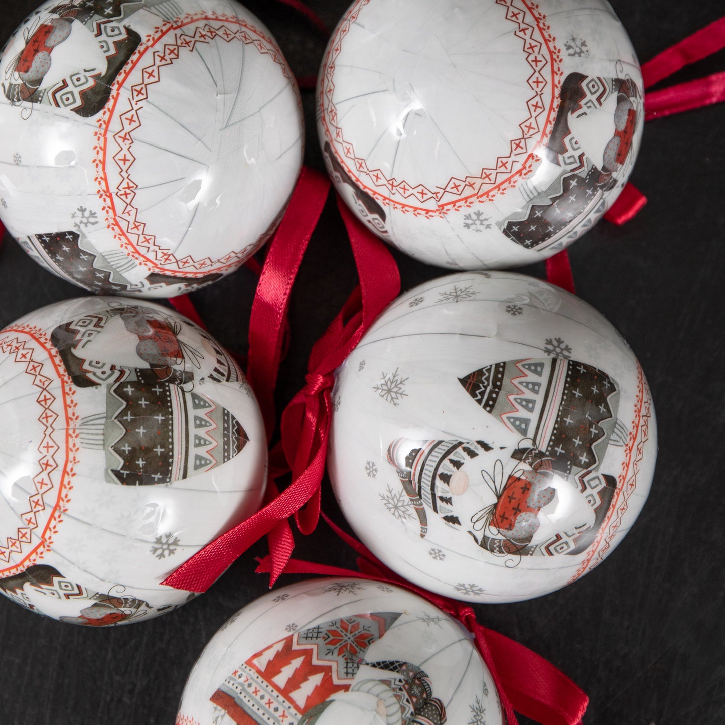 7cm Set of 14 Traditional Vintage Christmas Gonk Tree Baubles