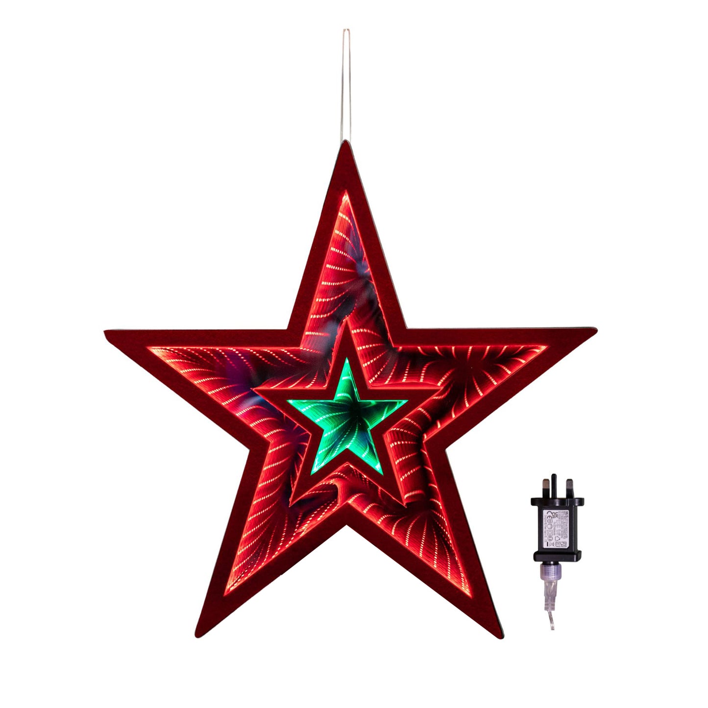47cm Light up Star Infinity Christmas Decoration with Red and Green LEDs