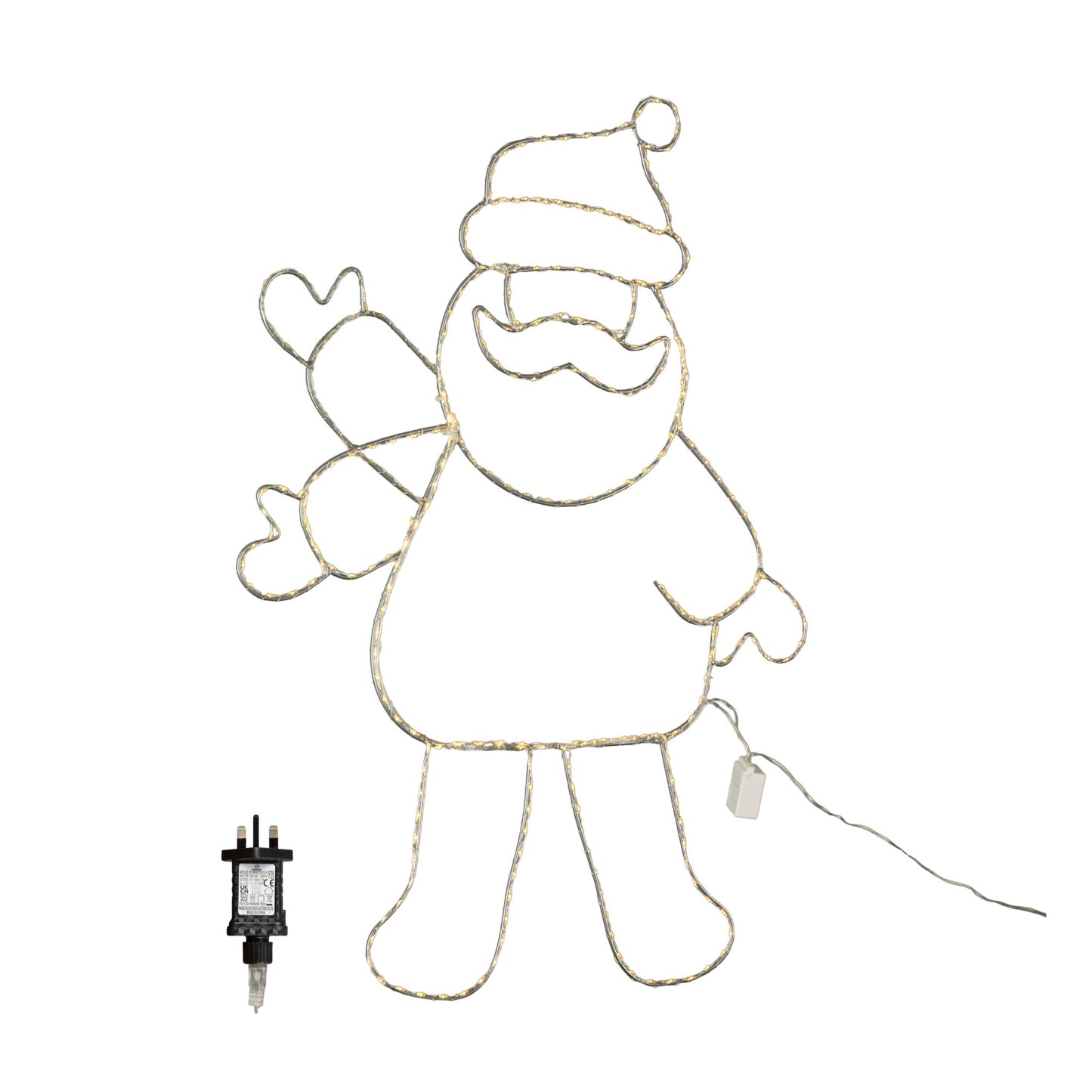 79cm x 54cm Light up Waving Santa Christmas Silhouette with Warm White LEDs