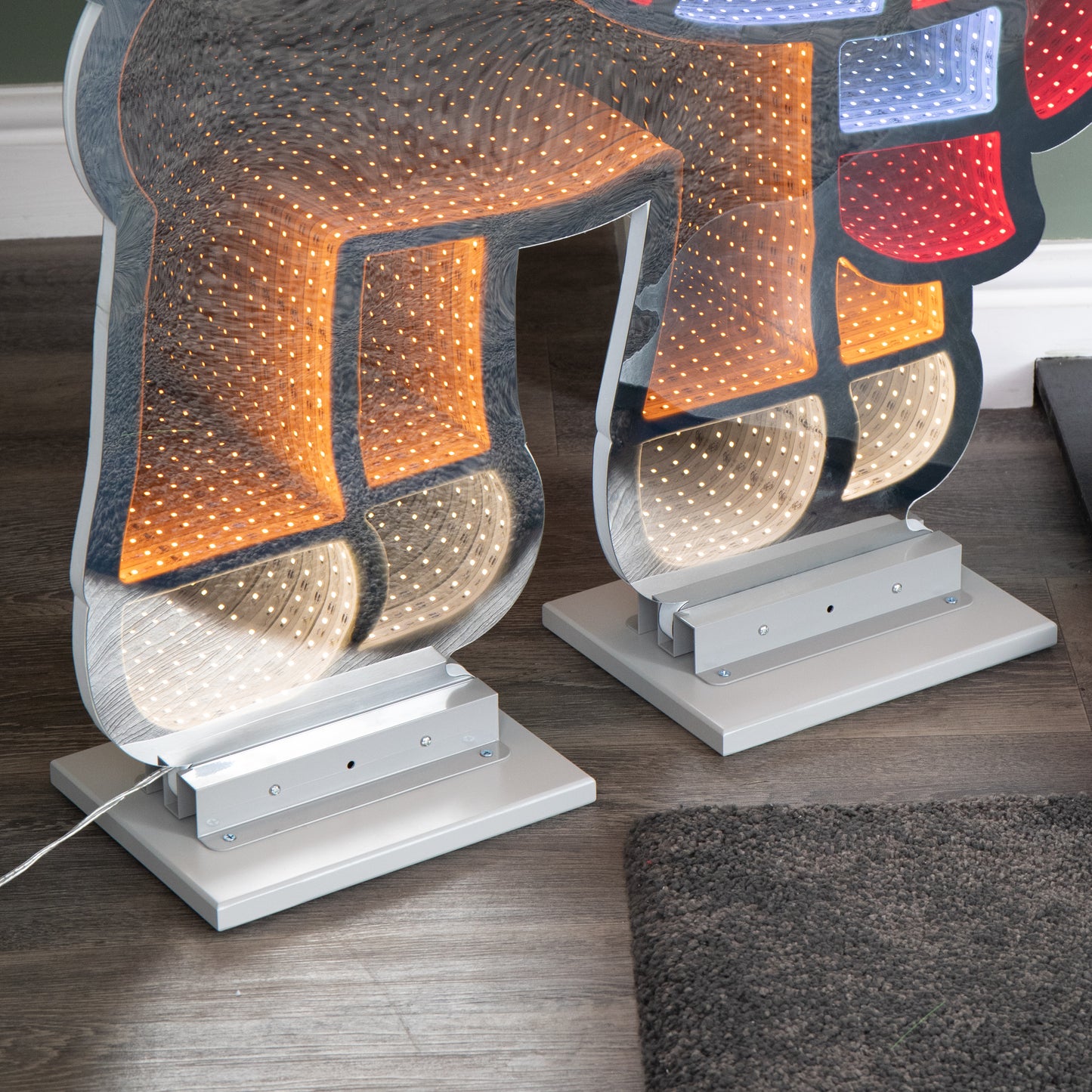 1.20m x 1.9m Light up Cute Christmas Reindeer Infinity Mirror Decoration with Multi-Coloured LEDs