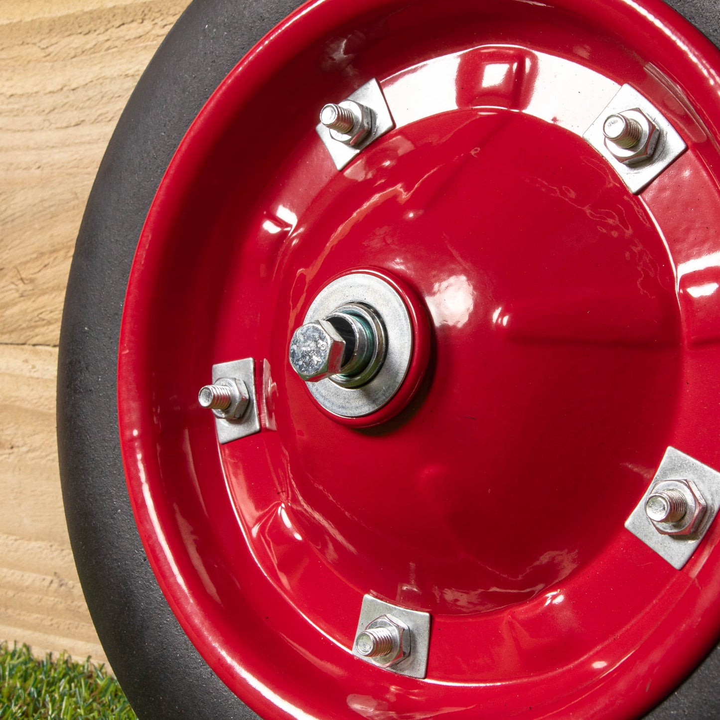 Replacement 13" x 3" Puncture Proof / Solid Wheelbarrow Wheel With Axle