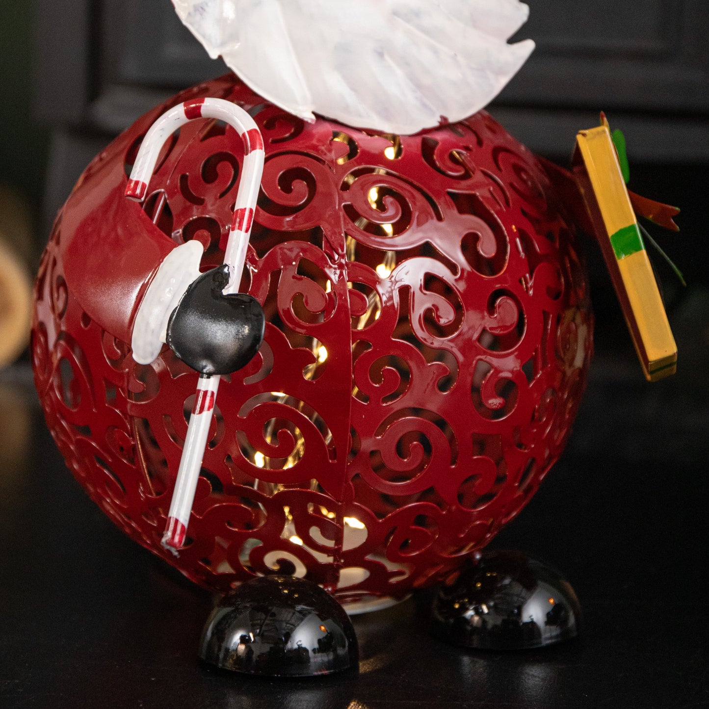 30cm Battery Operated Filigree Christmas Santa Folk Light Decoration with LEDs