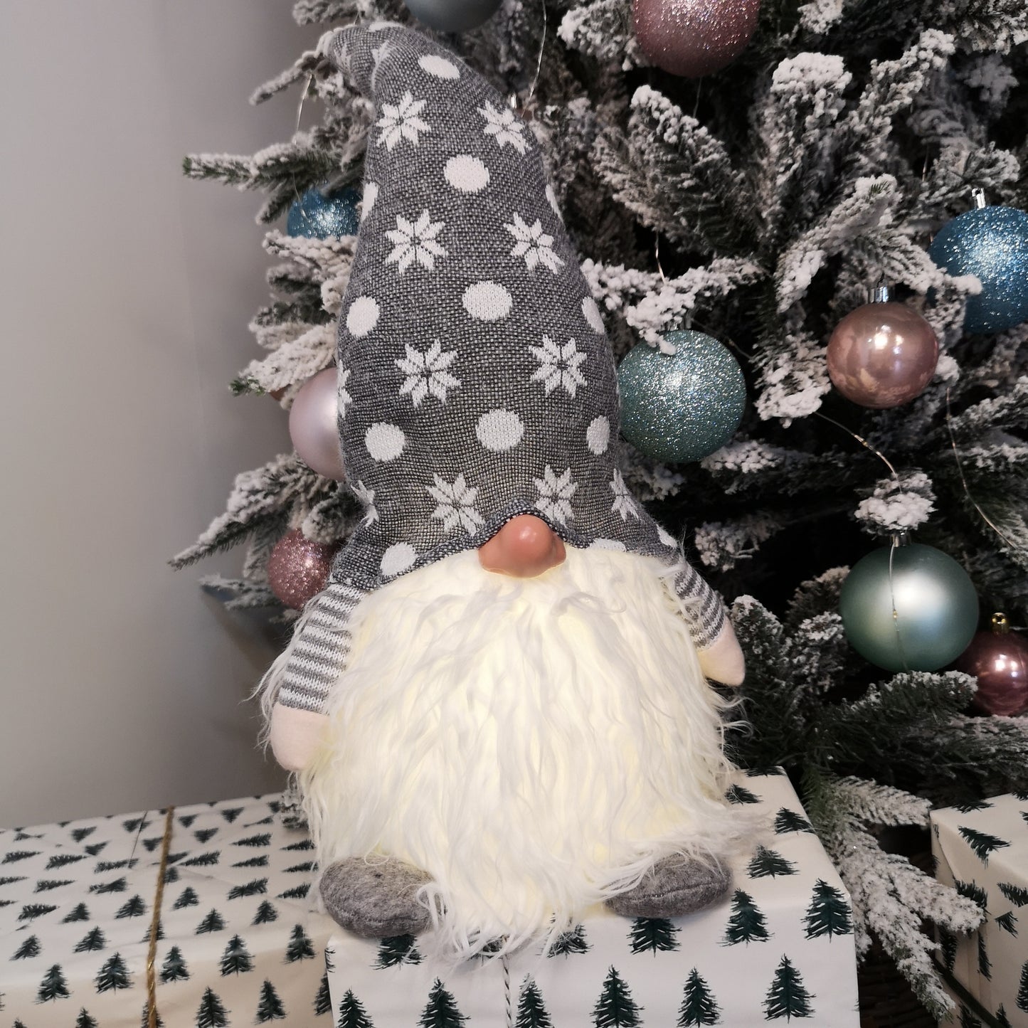 30cm Light Up Christmas Gonk Decoration in Red or Grey