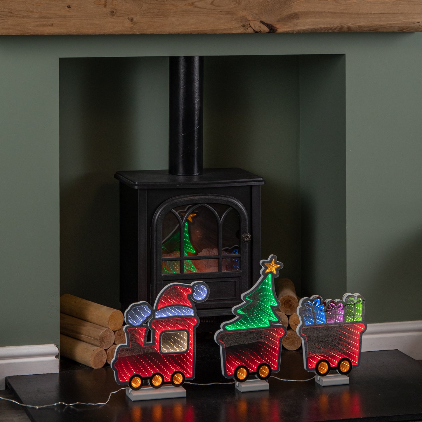 70cm Light up Infinity Christmas Train with 2 Carriages and Multi-Coloured LEDs