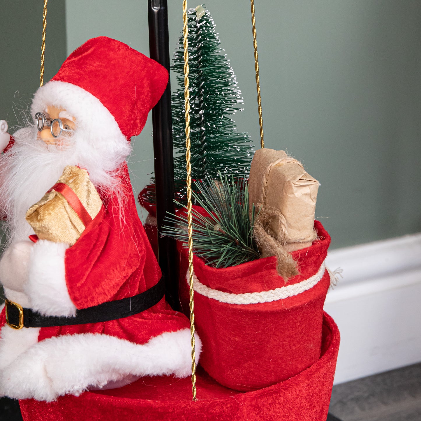 1m Large Red and Green Santa's Hot Air Balloon Hanging Christmas Decoration