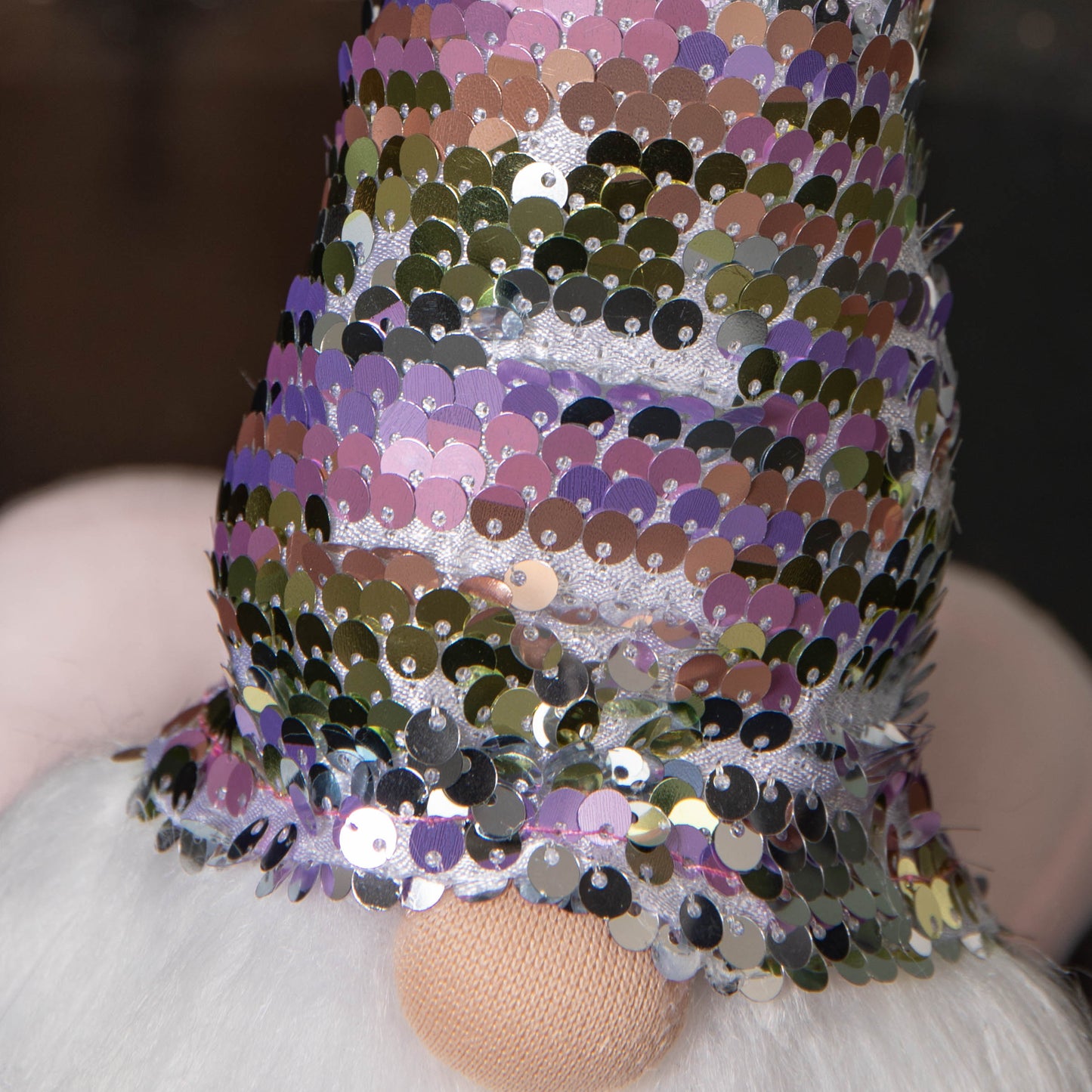 49cm Festive Christmas Sitting Gonk with Dangly Legs & Sequin Hat in Pink & Grey