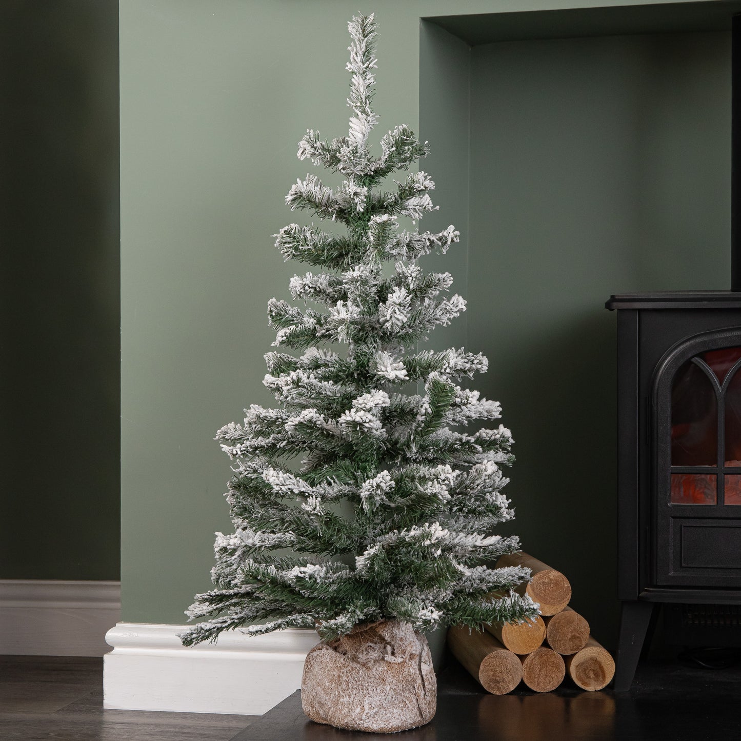 3ft (90cm) Mini Imperial Snowy Christmas Tree in Jute Bag