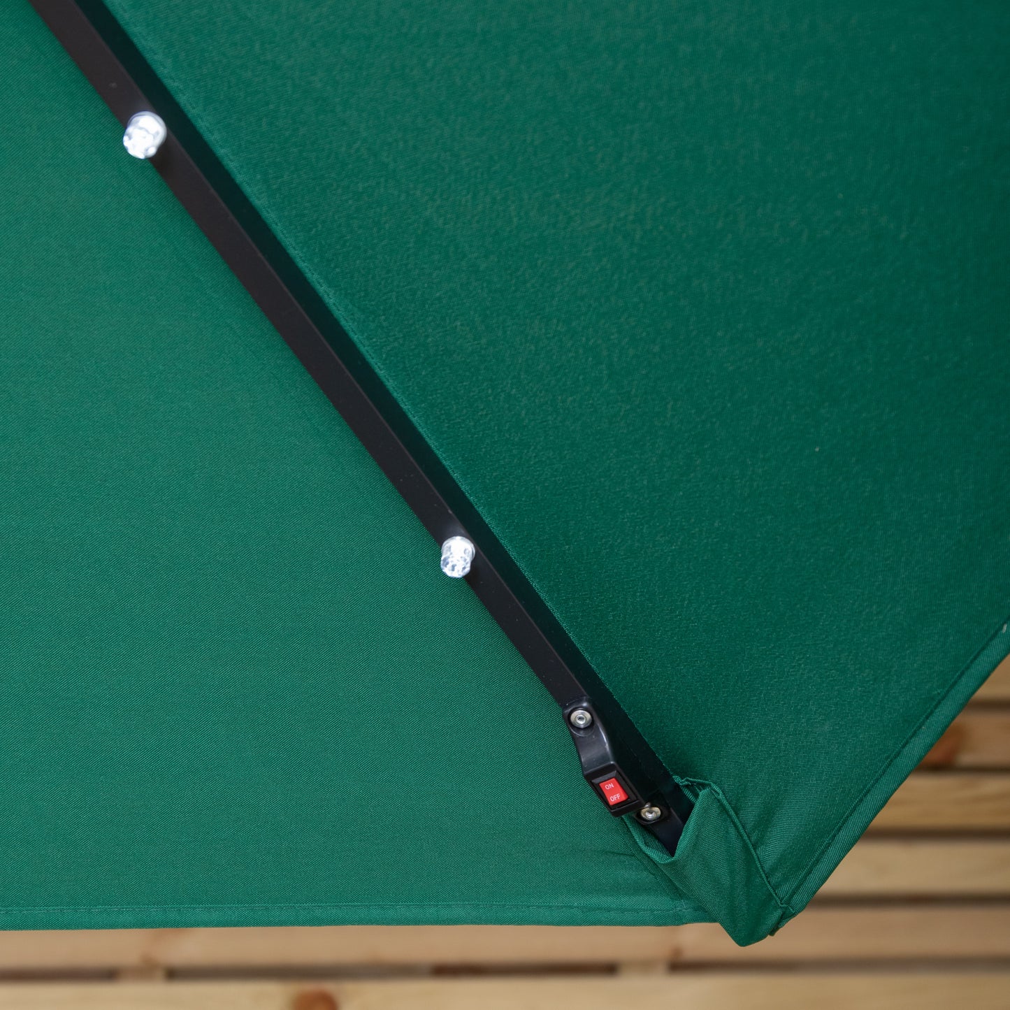 Samuel Alexander 3m Solar Powered Cantilever Lit Banana Garden Parasol with Crank Handle & White LED Lights in Green