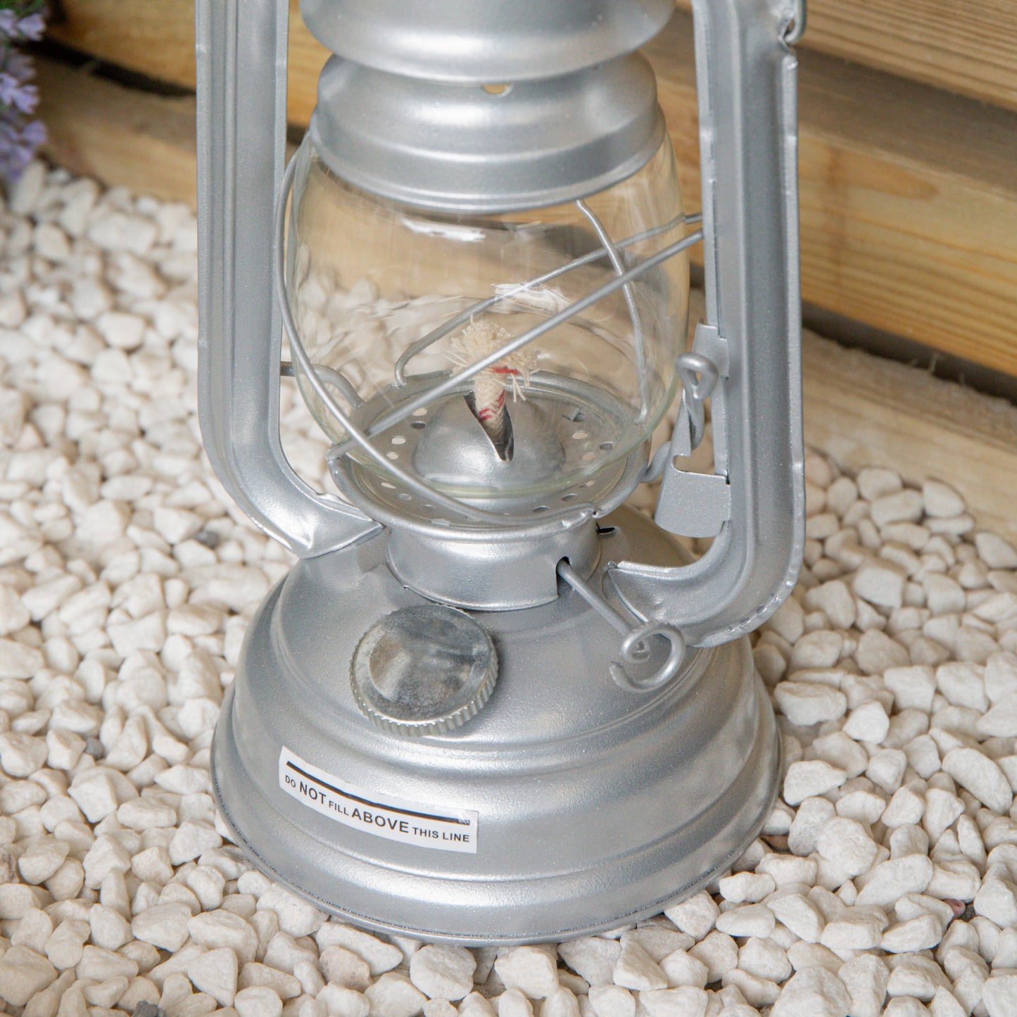 25cm Silver Paraffin Hurricane Lantern Camping Light