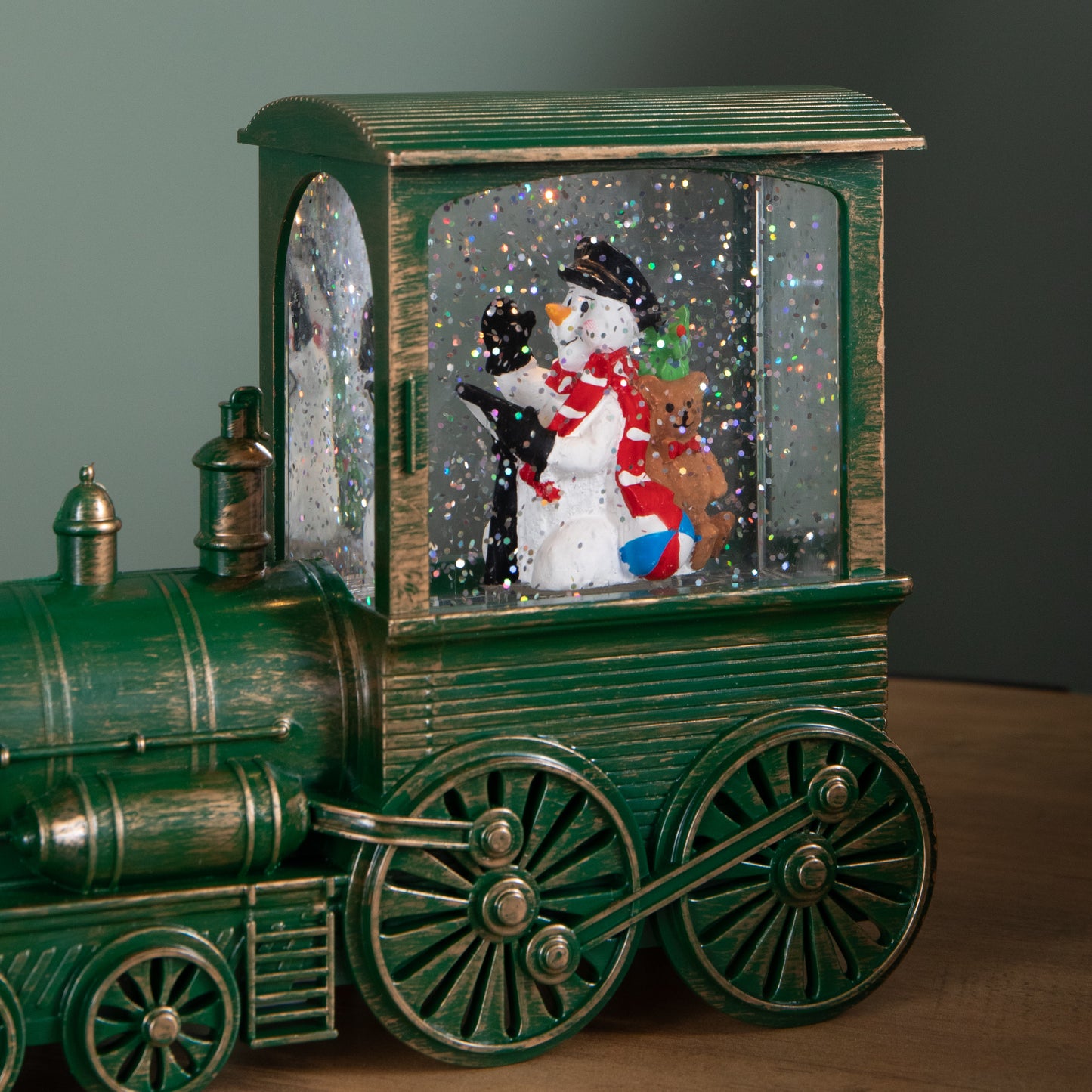 17cm Battery Operated Frosty All Aboard Snow Swirling Christmas Lantern