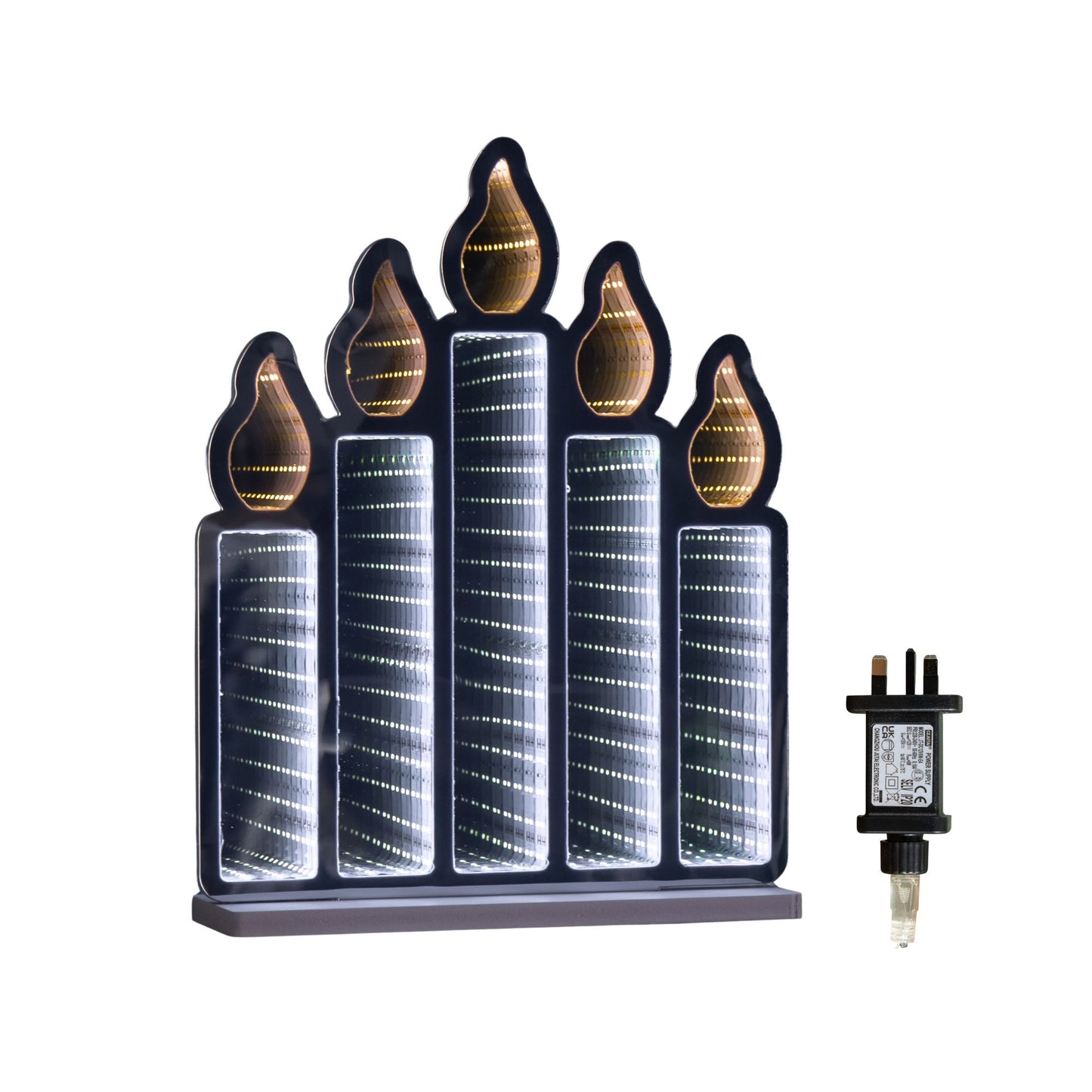 40cm Light up Standing Candlebridge with Flickering Flame Christmas Infinity Mirror