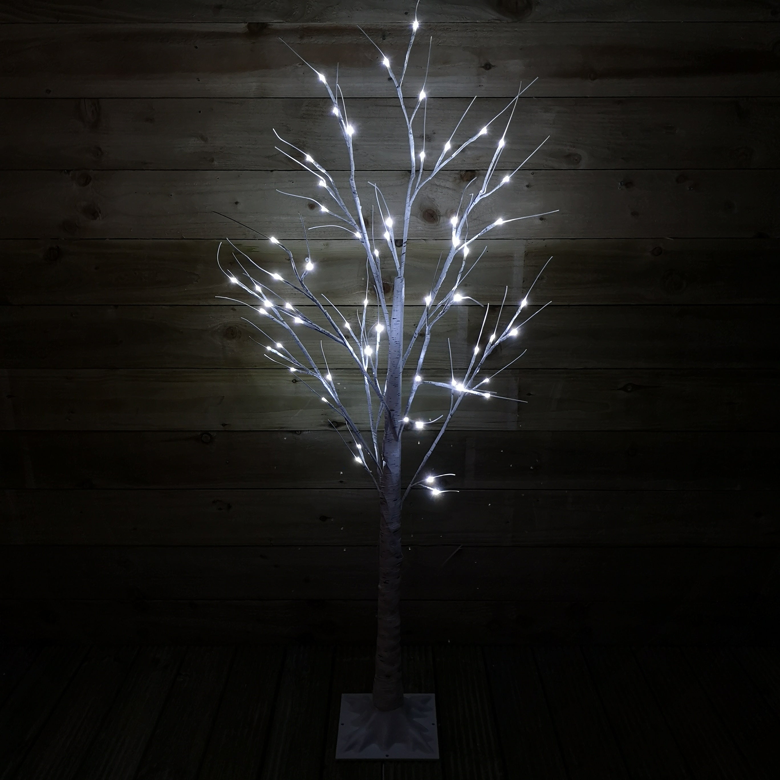 1.5m Indoor Outdoor Christmas Lit Birch Tree 64 Ice White LEDs