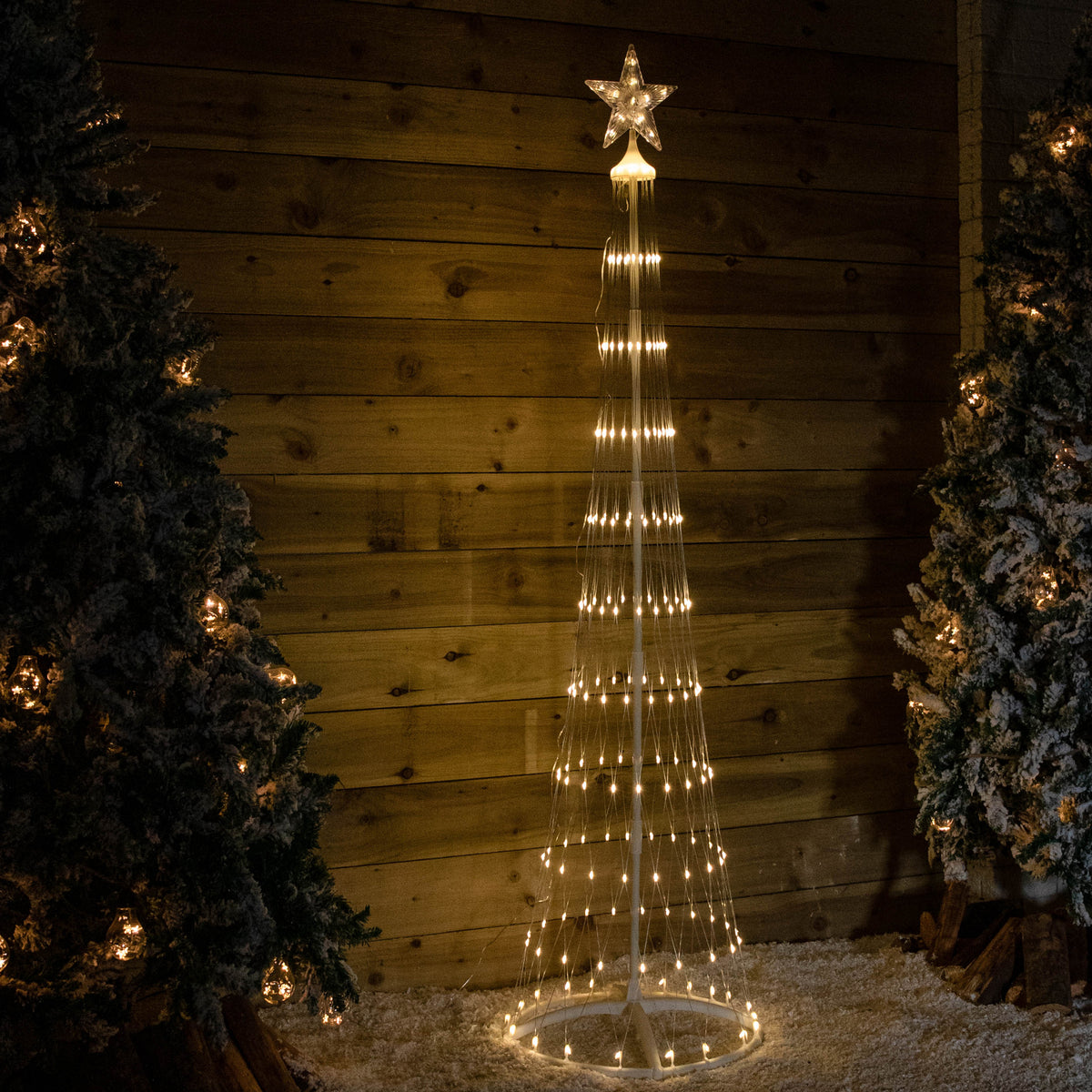 2.5m Light up Christmas Cone Tree with 320 Warm White LEDs and Timer Function