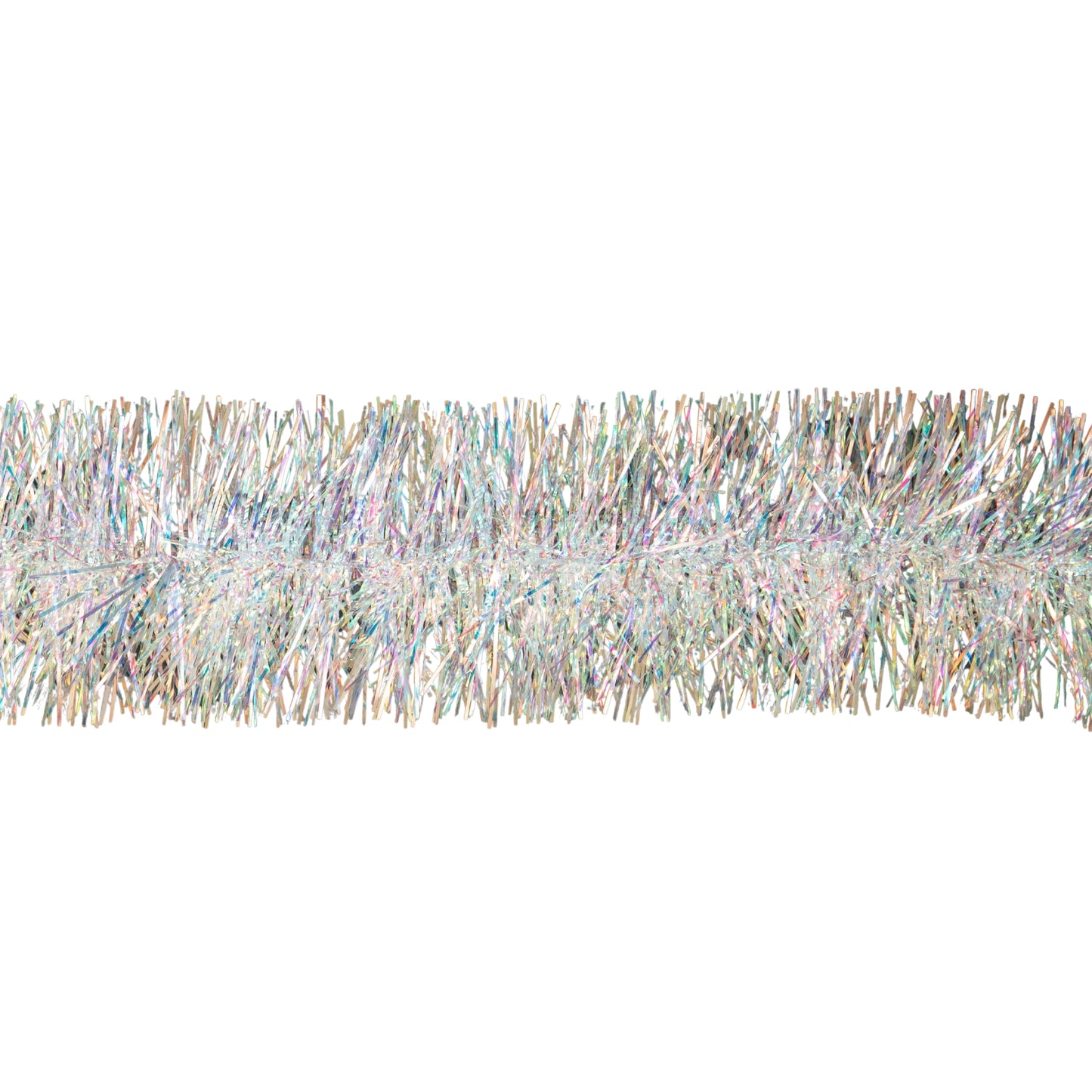 2m x 12cm White Fine Cut Iridescent Christmas Tinsel Garland