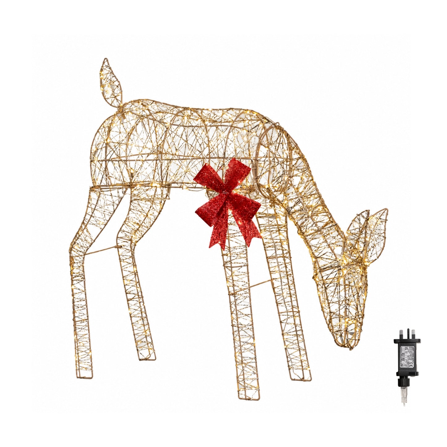 72cm Gold Twist Grazing Doe Light Up Christmas Decoration with 300 Warm White LEDs