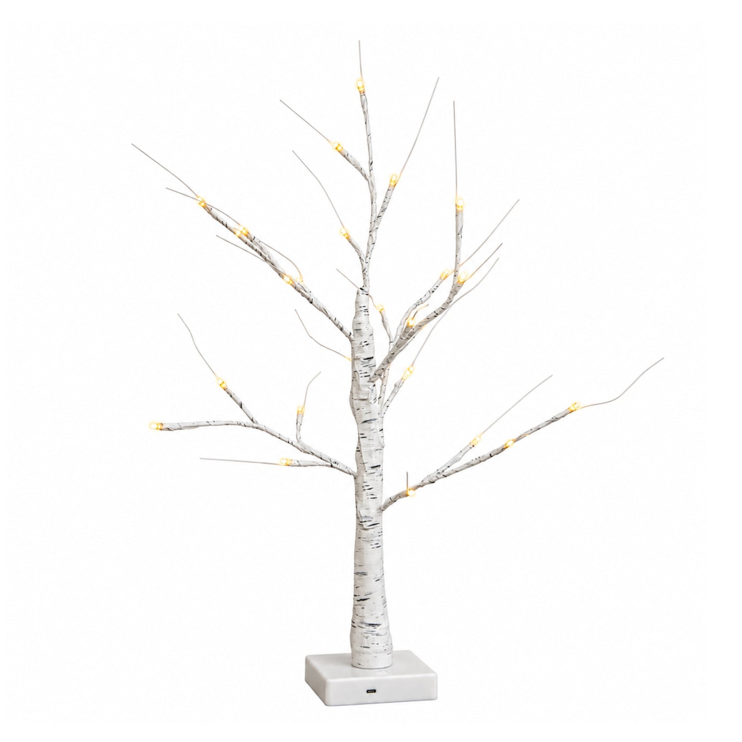 60cm Battery Powered Light Up Christmas Birch Tree with 24 Warm White LEDs