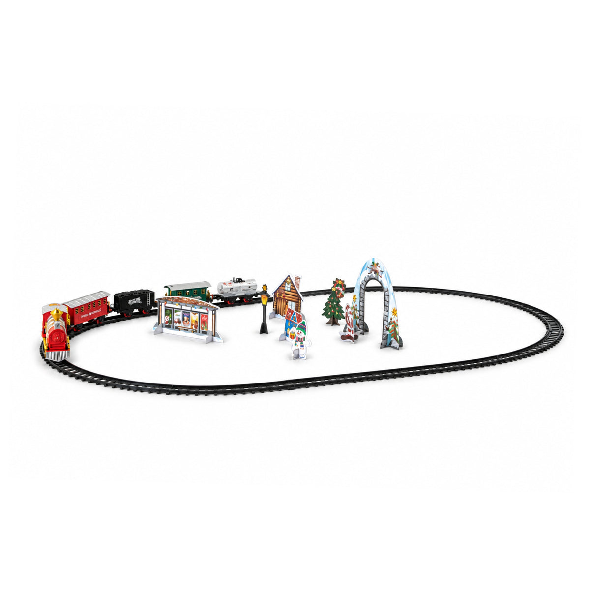 Festive Flyer Christmas Train Set with Pop Up Village