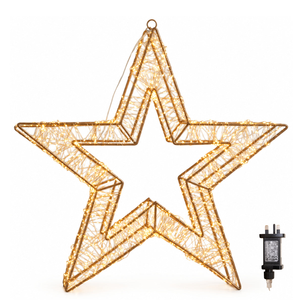 58cm Light up Gold Galaxy Star Christmas Decoration with Warm White LEDs