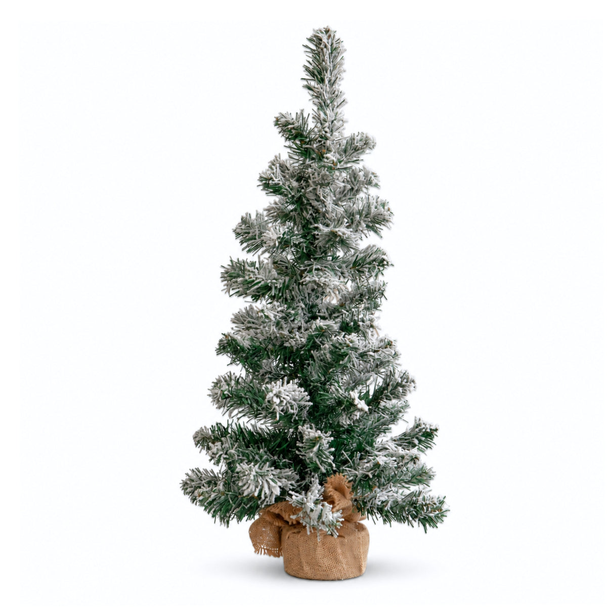 60cm Snowy Mini Fir Christmas Tree with Jute Bag Stand