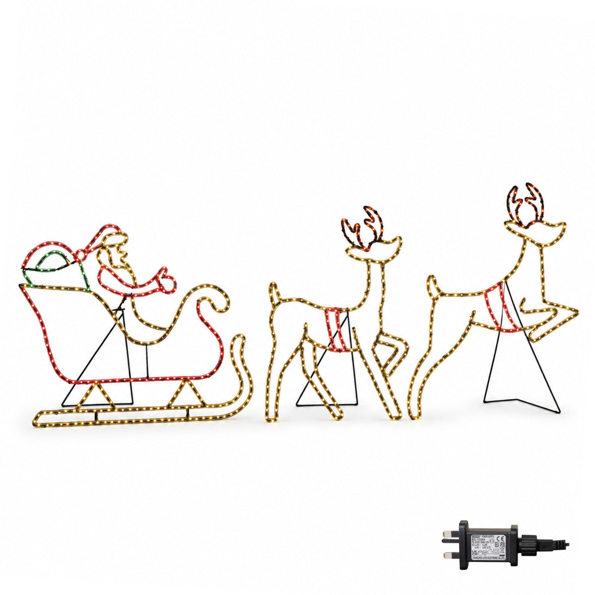 Santa’s Sleigh & Reindeer Light Up Christmas Silhouette with 662 LEDs