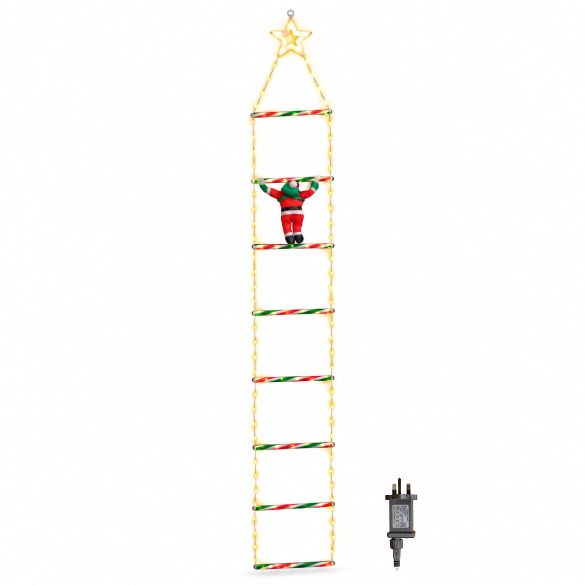 1.92m Light up Santa Climbing Ladder Christmas Decoration with LEDs