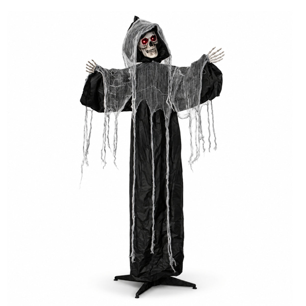 1.7m Animated Cackling Reaper Halloween Decoration with Red LED Eyes