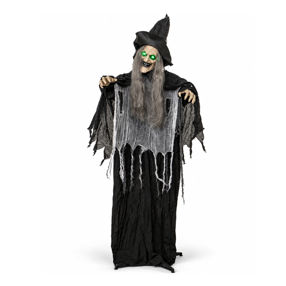 1.84m Animated Cackling Halloween Witch with Green LED Eyes
