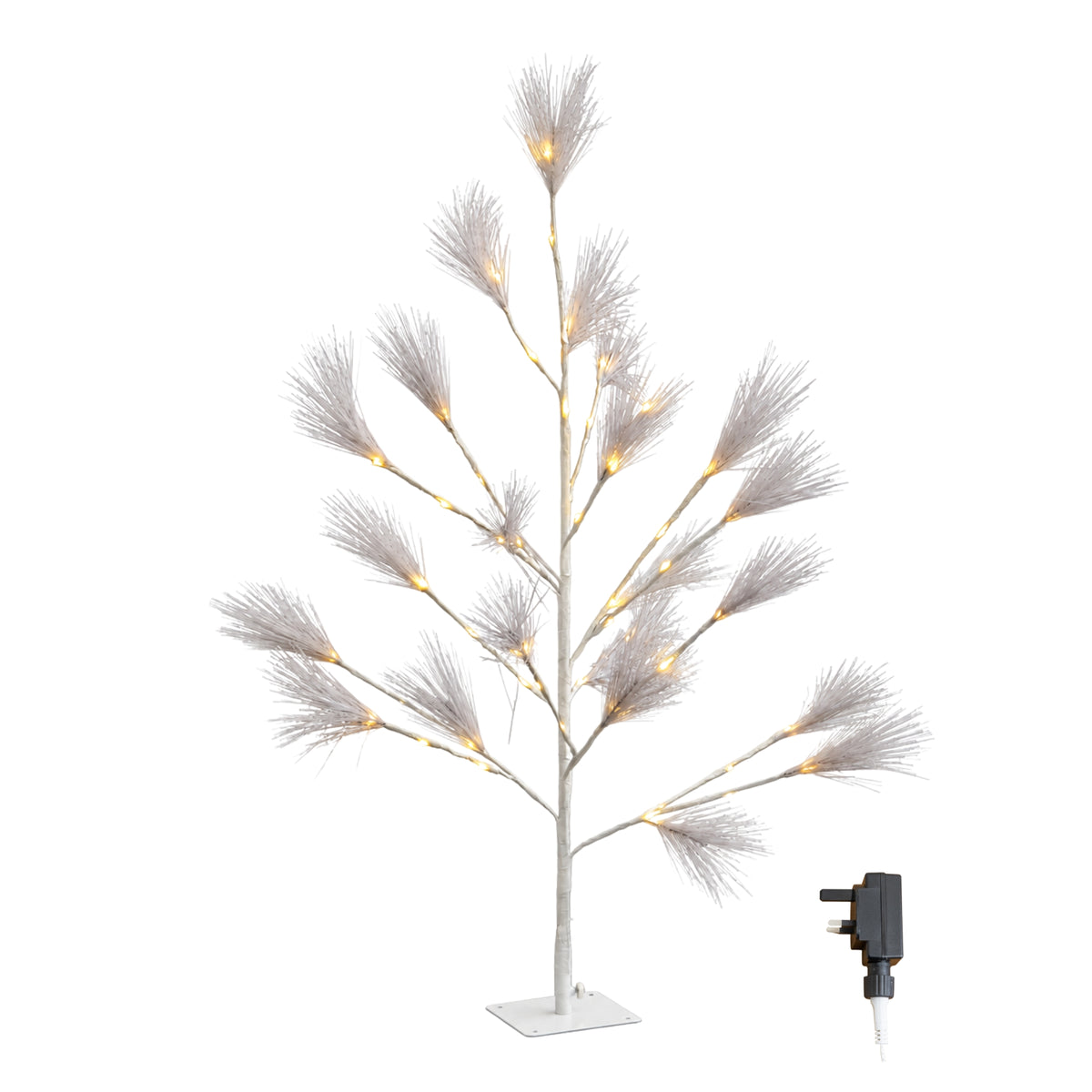 4ft (1.2m) Light Up Feather Pine Christmas Tree with Warm White LEDs