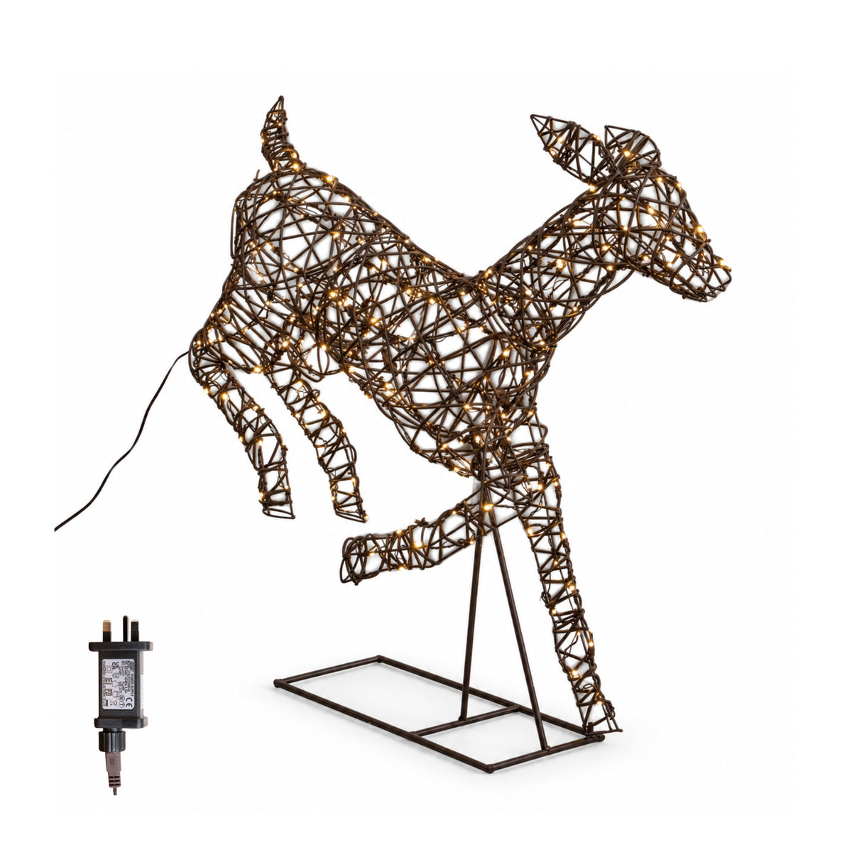 1m Light Up Prancing Doe Christmas Reindeer with 220 Warm White LEDs & Timer