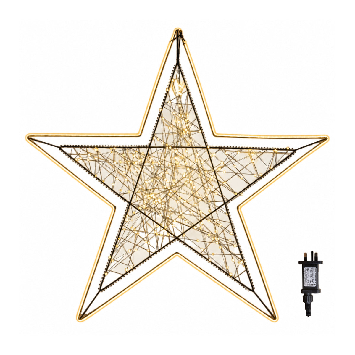 80cm Light up Halo Christmas Star Decoration with Warm White LEDs