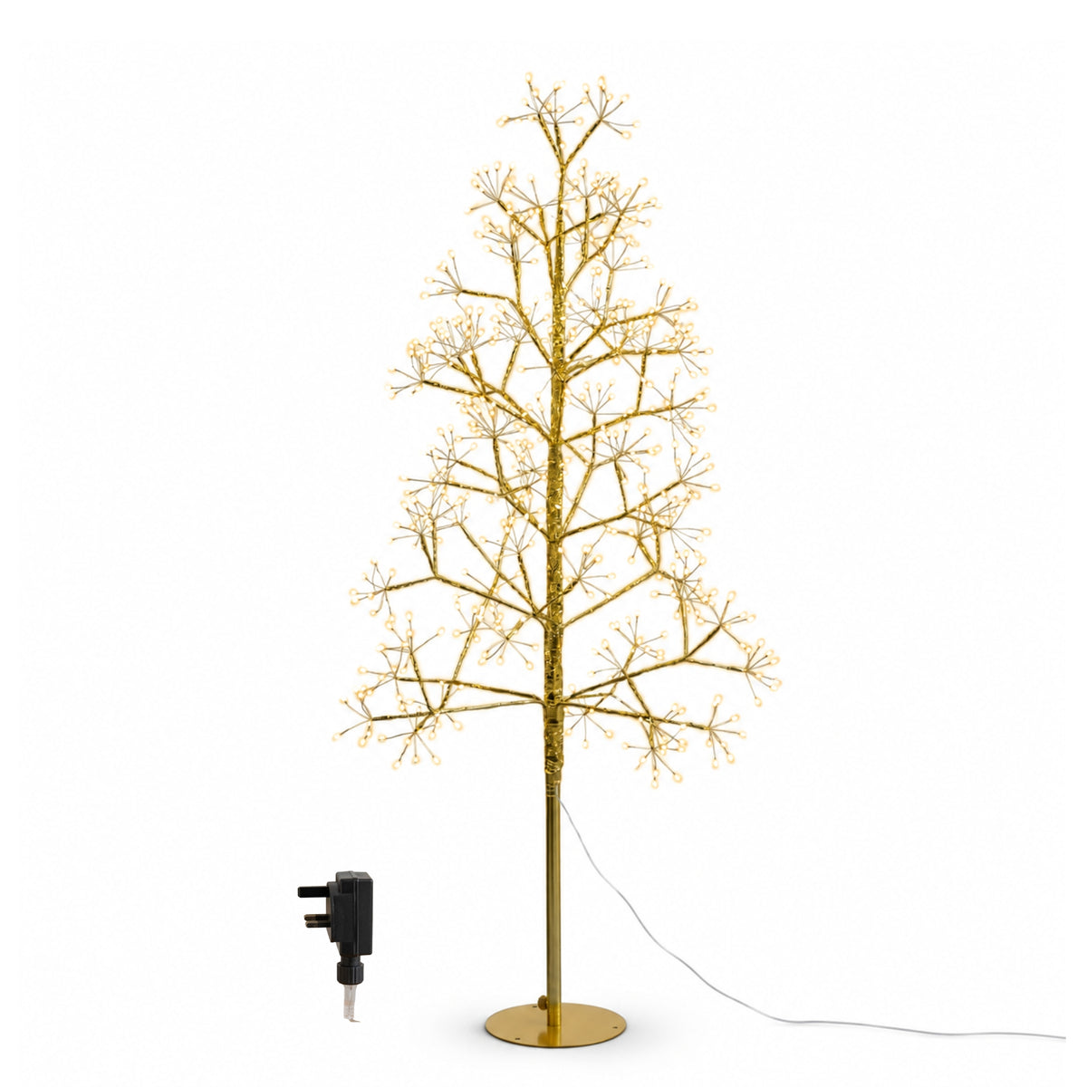 1.5m Golden Twinkling Christmas Twig Tree with 725 Warm White LEDs