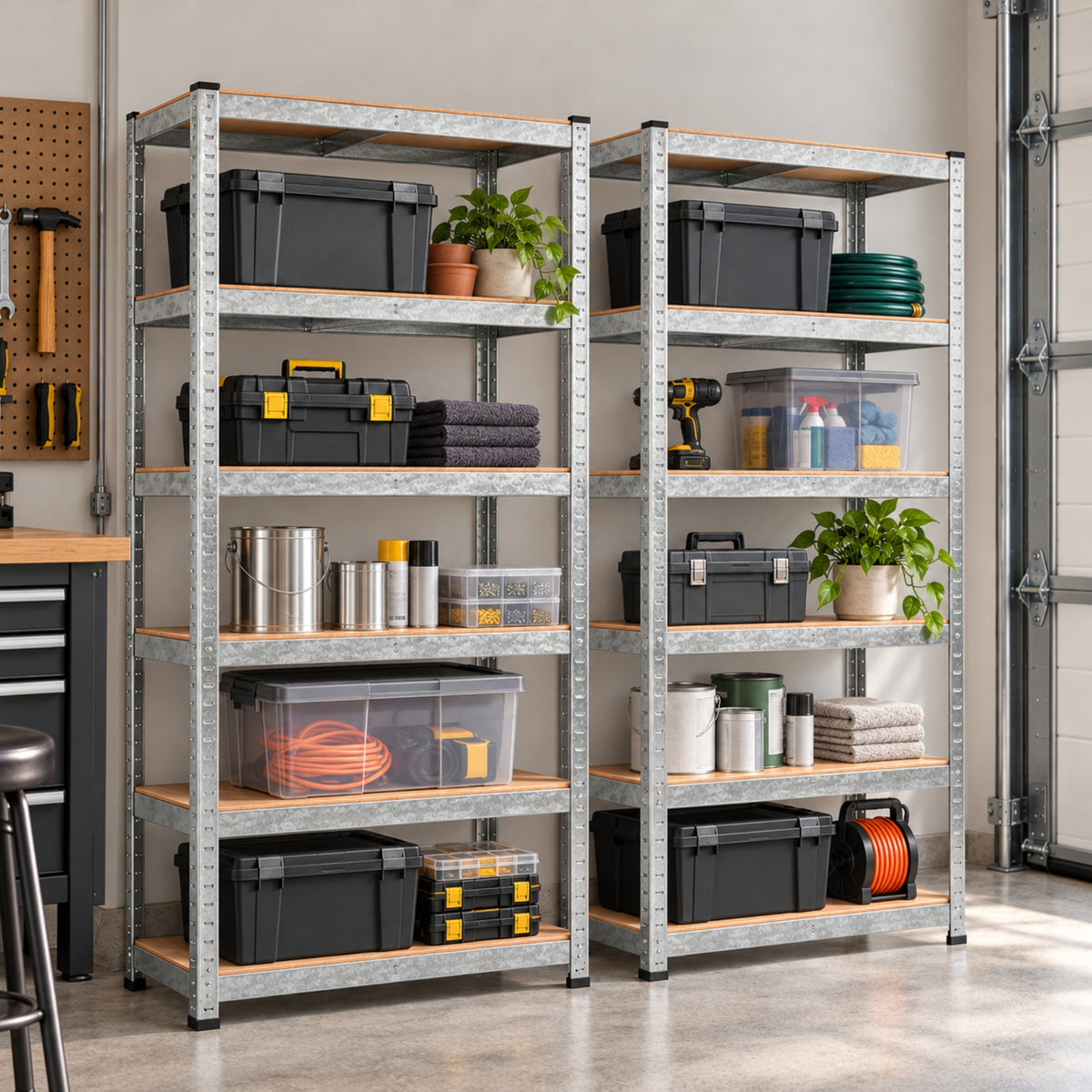 Set of 2 0.9m x 1.8m 5 Tier Heavy Duty Metal Shelving Storage Racking Unit