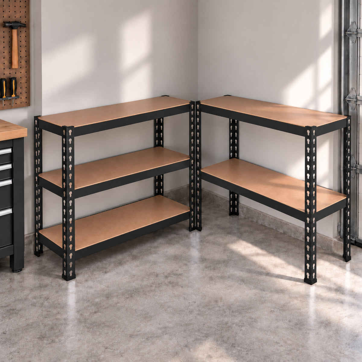 1.22m x 1.83m 5 Tier Heavy Duty Metal Shelving Storage Racking Unit in Black