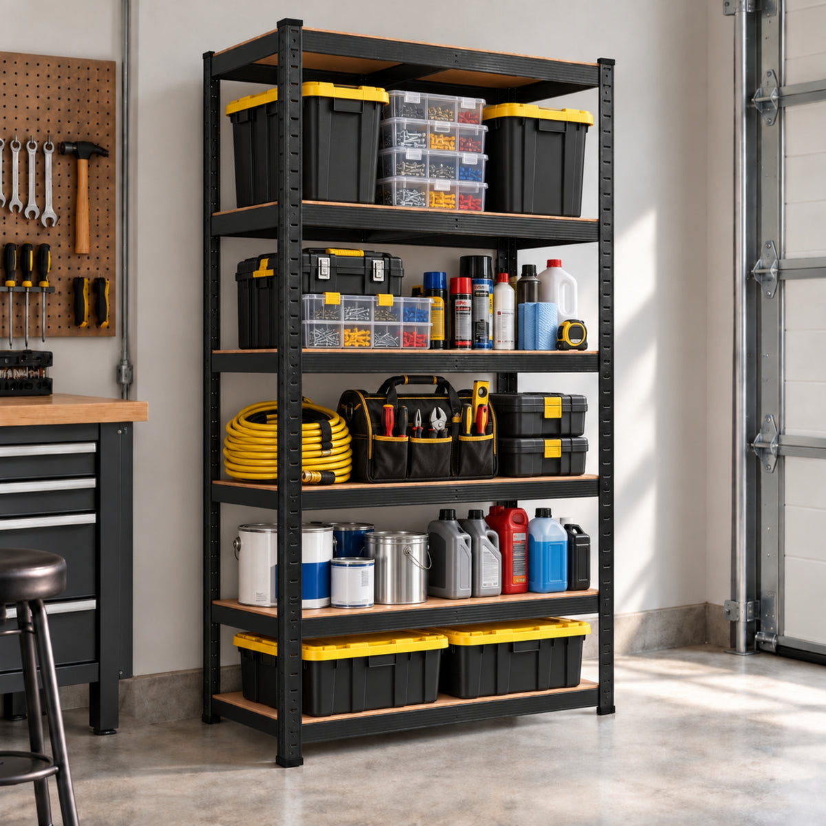 Garage Shelving 90cm Wide & 180cm High Heavy Duty 5 Tier Multipurpose Metal Racking Unit / Warehouse Shelving Storage